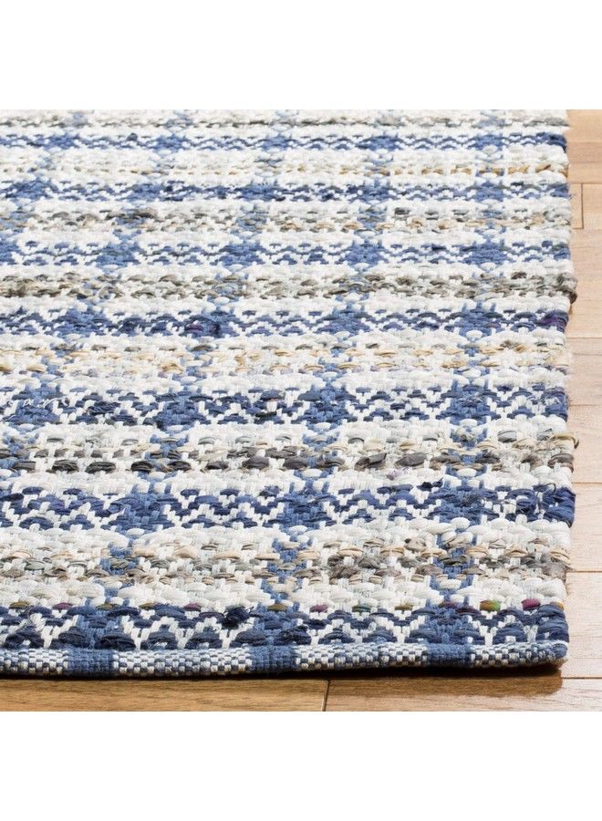 Montauk Collection Accent Rug 3' X 5' Blue & Multi Handmade Cotton Ideal For High Traffic Areas In Entryway Living Room Bedroom (Mtk950B)