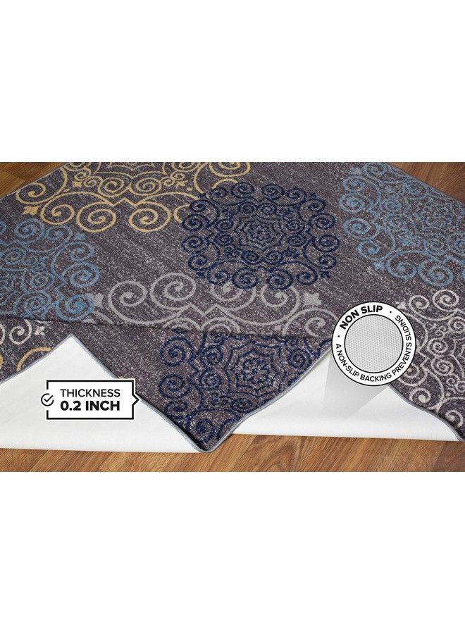 Modern Floral Swirl Design Nonslip (Nonskid) Area Rug 20