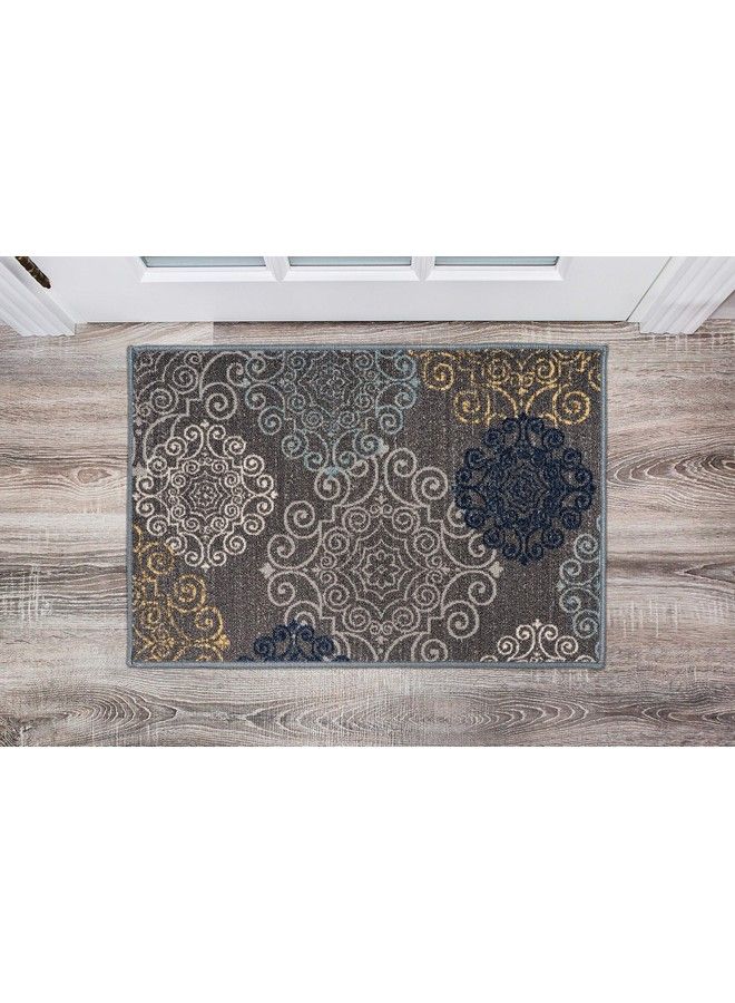 Modern Floral Swirl Design Nonslip (Nonskid) Area Rug 20