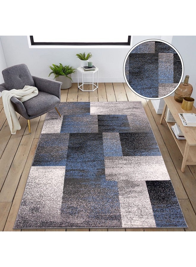 Modern Distressed Boxes Area Rug 2' X 3' Blue