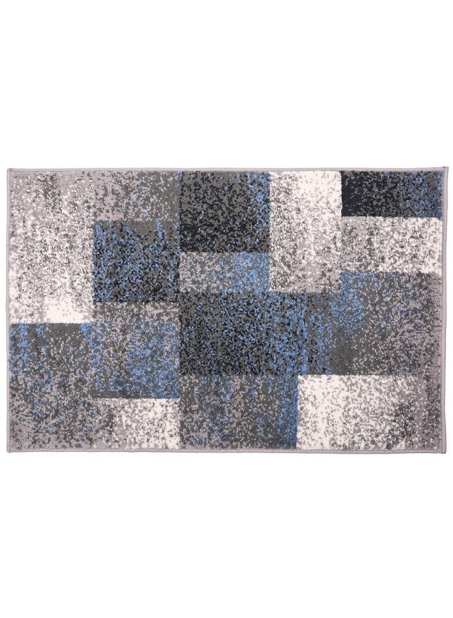 Modern Distressed Boxes Area Rug 2' X 3' Blue