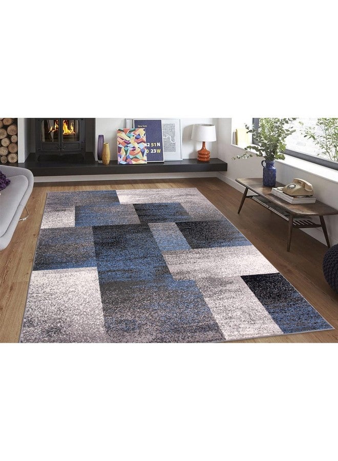 Modern Distressed Boxes Area Rug 2' X 3' Blue