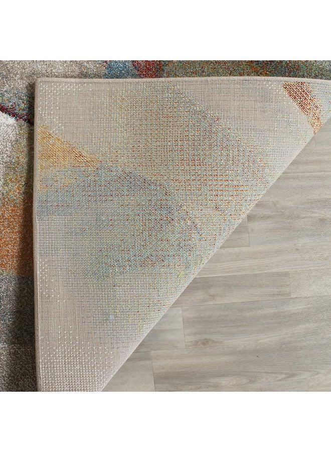 Porcello Collection Runner Rug 2'3 X 8' Grey & Multi Modern Abstract Design Non Shedding & Easy Care Ideal For High Traffic Areas In Living Room Bedroom (Prl6937B)