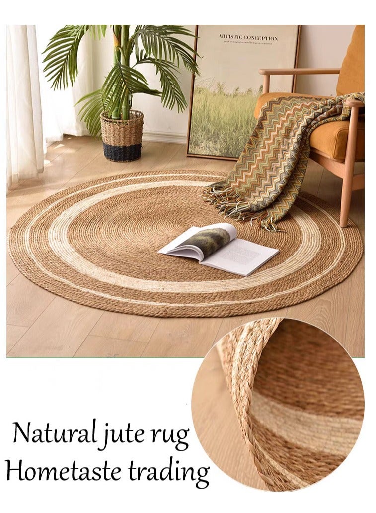 FFD Round Jute Rug Soft Braided Rug for Indoor Outdoor Kitchen Bedroom Living Room Hallways Enterway