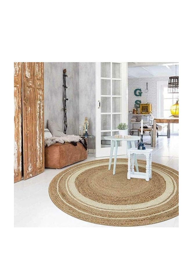 FFD Round Jute Rug Soft Braided Rug for Indoor Outdoor Kitchen Bedroom Living Room Hallways Enterway