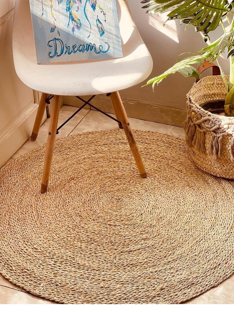 FFD Handwoven Jute Rug - Eco-Friendly, Reversible, and Vintage-Inspired for Kitchen, Entryway, or Bedroom