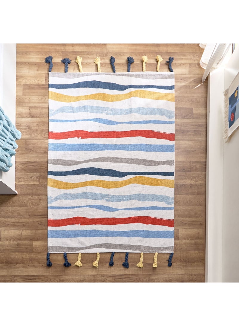 Arcade Stripe Printed Rug with Braided Tassels 160 x 110 cm