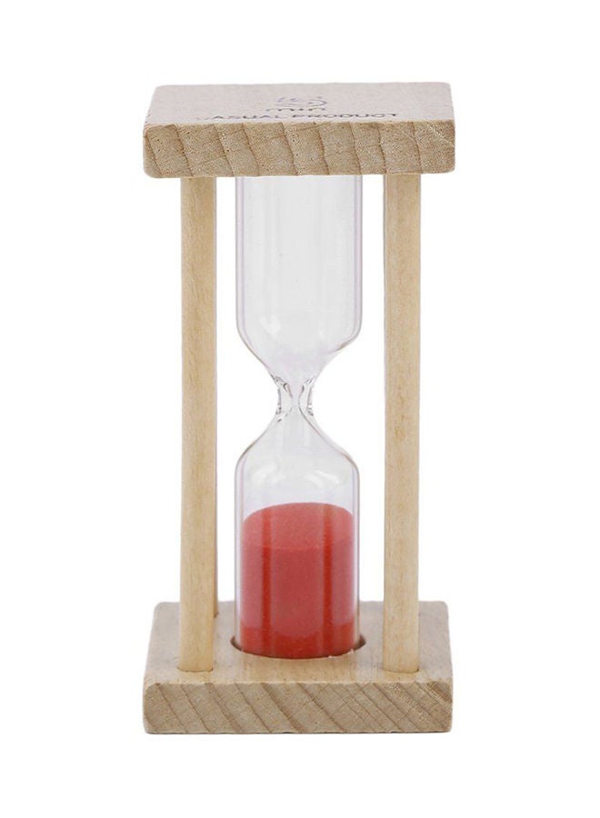 Wooden Hourglass Sand Clock Timer Beige/Red 85x42x42millimeter