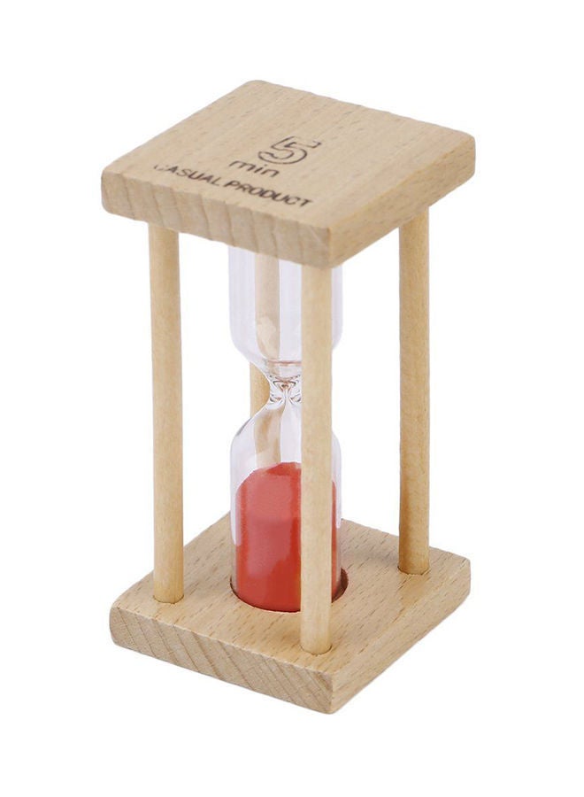 Wooden Hourglass Sand Clock Timer Beige/Red 85x42x42millimeter