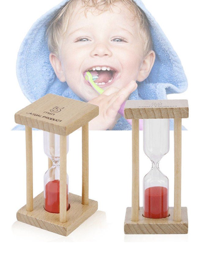 Wooden Hourglass Sand Clock Timer Beige/Red 85x42x42millimeter