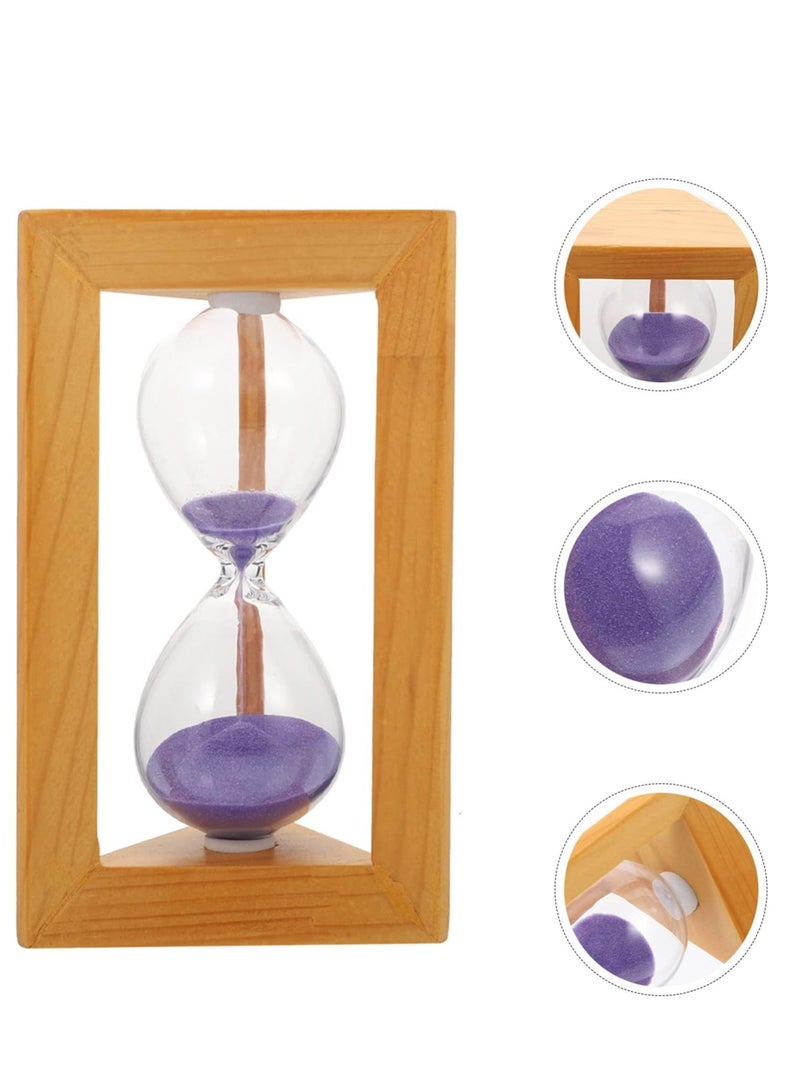 Hourglass Timer 5 Minutes Sandglass Wooden Frame Sandglass Hourglass Sand Clock Toy Sand Hourglass Timer for Kids Hourglass Decoration Purple Colorful Sand Wood Sand Desk Child