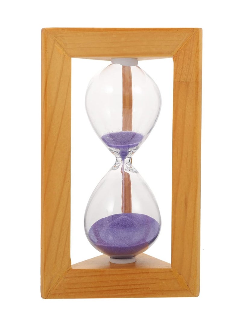 Hourglass Timer 5 Minutes Sandglass Wooden Frame Sandglass Hourglass Sand Clock Toy Sand Hourglass Timer for Kids Hourglass Decoration Purple Colorful Sand Wood Sand Desk Child