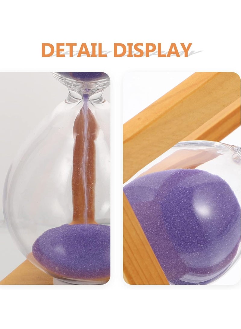 Hourglass Timer 5 Minutes Sandglass Wooden Frame Sandglass Hourglass Sand Clock Toy Sand Hourglass Timer for Kids Hourglass Decoration Purple Colorful Sand Wood Sand Desk Child