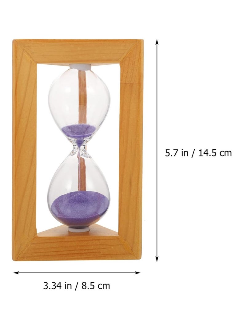 Hourglass Timer 5 Minutes Sandglass Wooden Frame Sandglass Hourglass Sand Clock Toy Sand Hourglass Timer for Kids Hourglass Decoration Purple Colorful Sand Wood Sand Desk Child