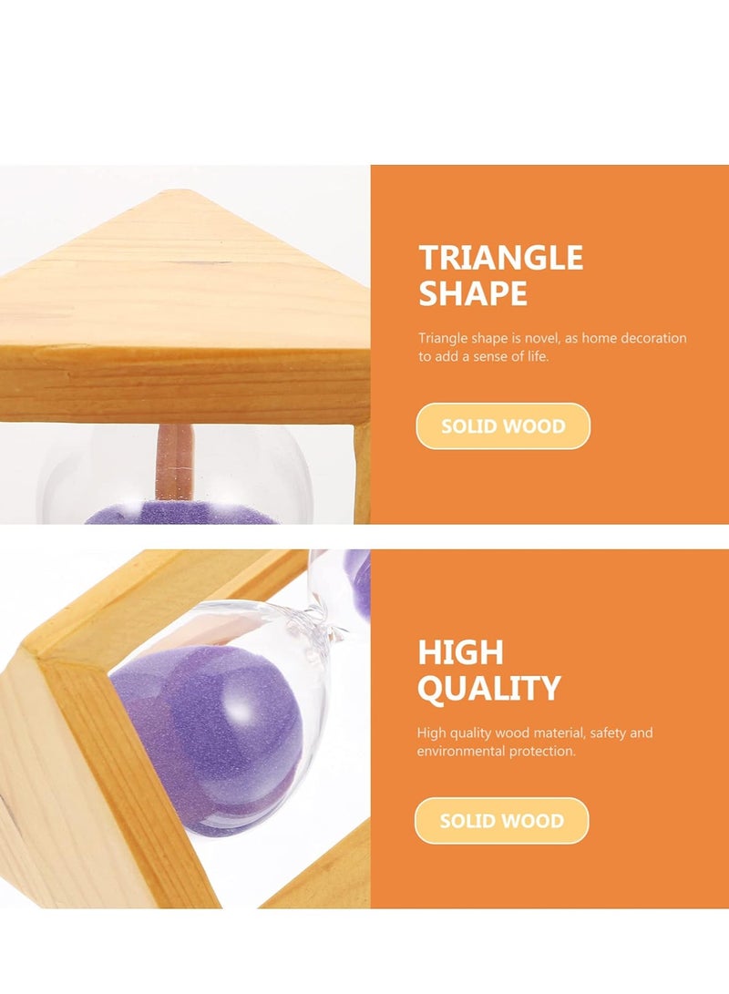 Hourglass Timer 5 Minutes Sandglass Wooden Frame Sandglass Hourglass Sand Clock Toy Sand Hourglass Timer for Kids Hourglass Decoration Purple Colorful Sand Wood Sand Desk Child