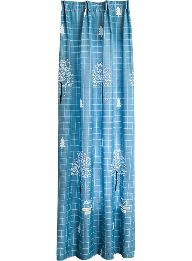 Grid Tree Print Window Curtain Set Blue