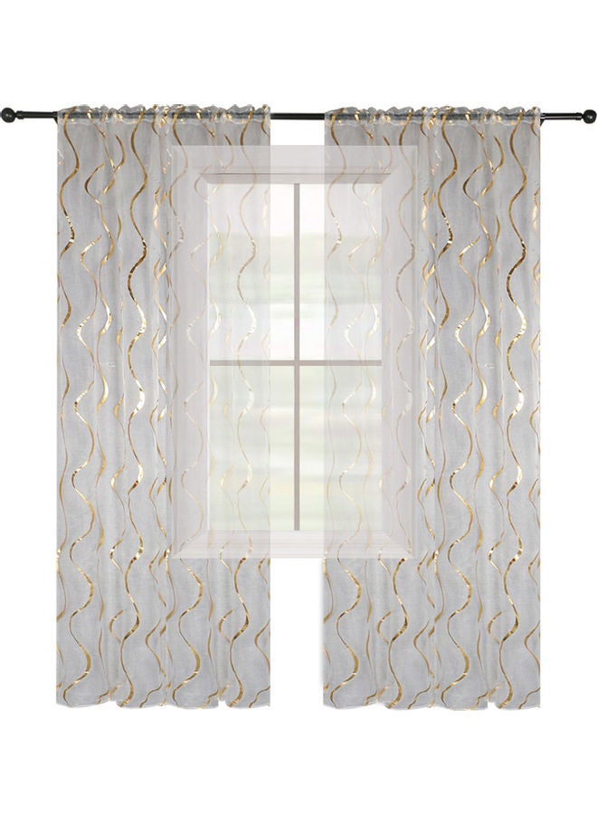 Fashion Wave Stripe Transparent Curtain Clear/Gold