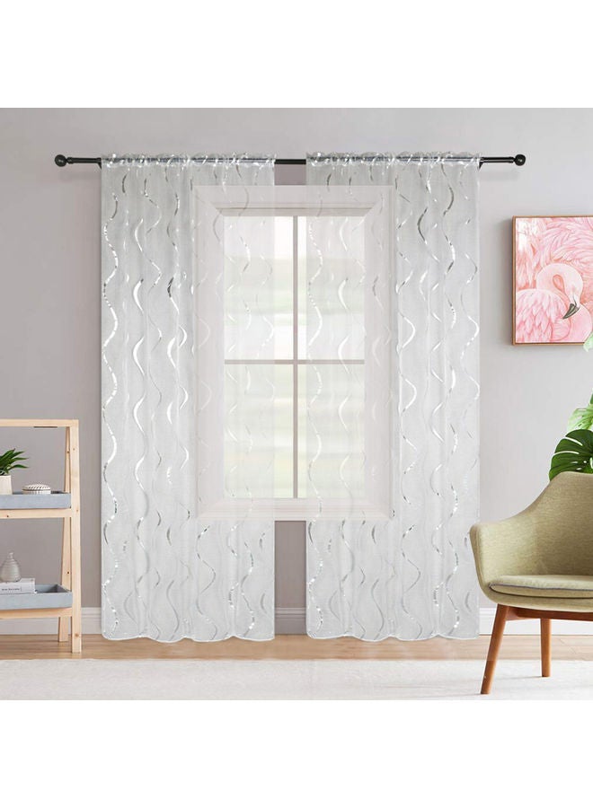 Fashion Wave Stripe Transparent Curtain Clear/Gold