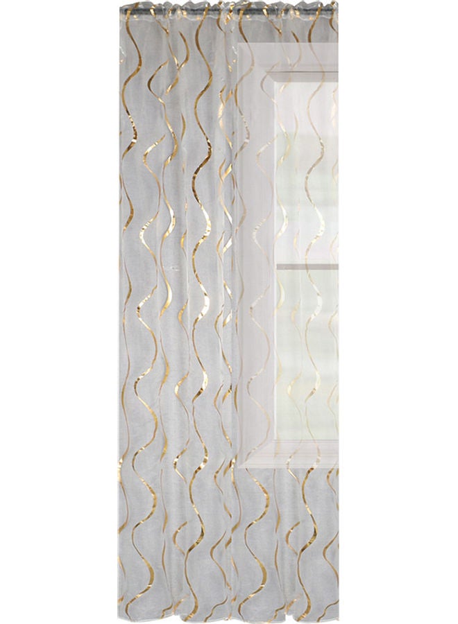 Fashion Wave Stripe Transparent Curtain Clear/Gold