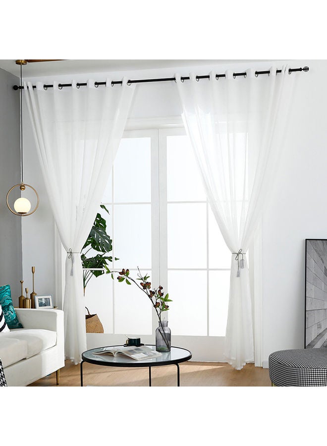 Hollow Polyester Tulle Curtain Window Balcony Bedroom Divider Drape for Home Decor White