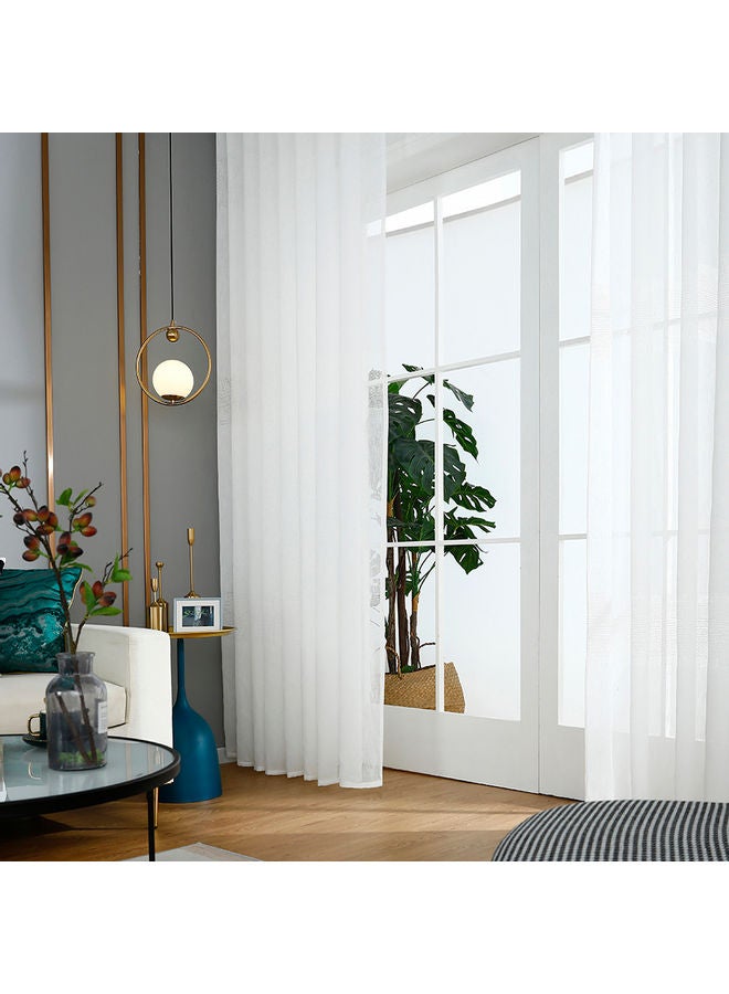 Hollow Polyester Tulle Curtain Window Balcony Bedroom Divider Drape for Home Decor White