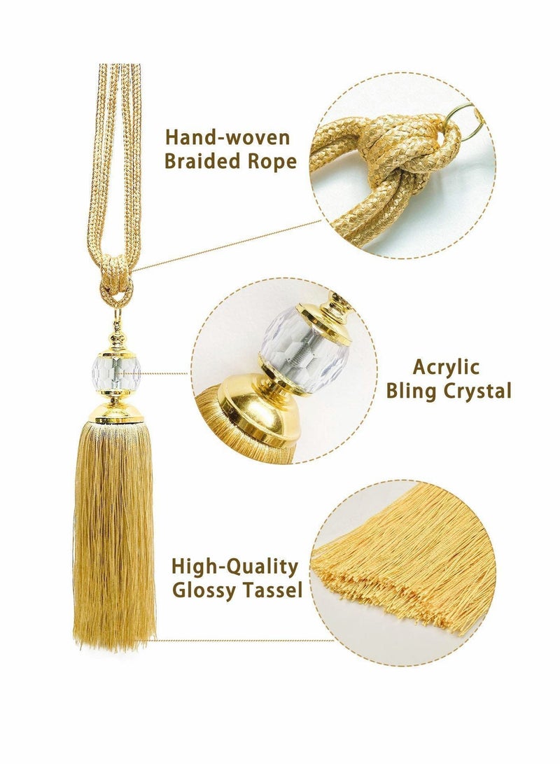 Curtain Tiebacks Tieback Tassel Gold Crystal Holdbacks Tie Back Hooks