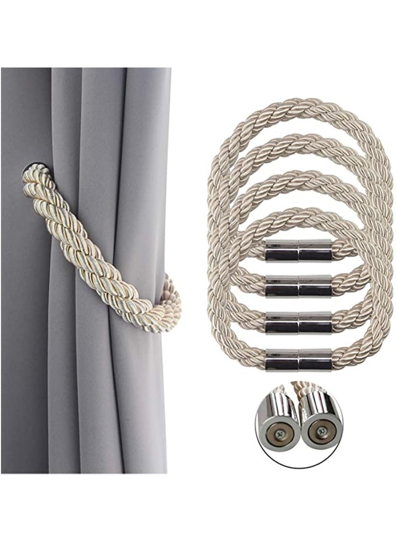 Strong Magnetic Curtain Tiebacks Decorative Rope Holdbacks Convenient Ties Backs for Thin or Thick Window Draperies No Tools Required, Decorative Curtain Holdbacks