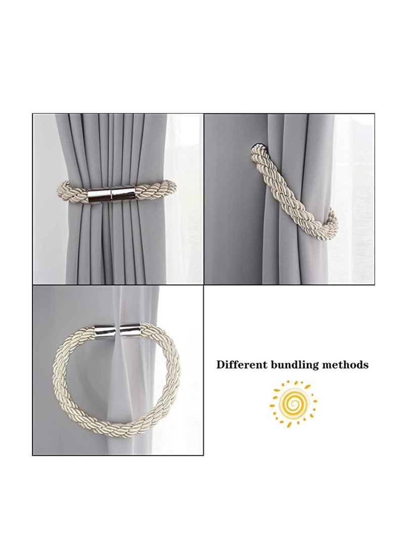 Strong Magnetic Curtain Tiebacks Decorative Rope Holdbacks Convenient Ties Backs for Thin or Thick Window Draperies No Tools Required, Decorative Curtain Holdbacks