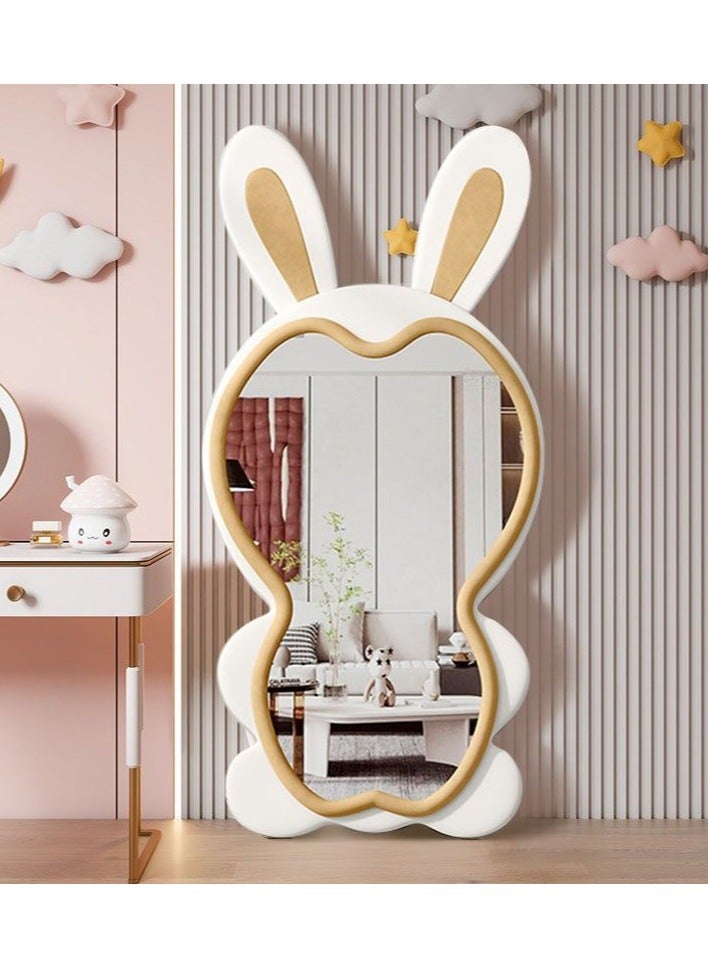 Luxury Cute Rabbit Shape Flannel Frame Large Body Mirror Full Length Floor Mirror For Home