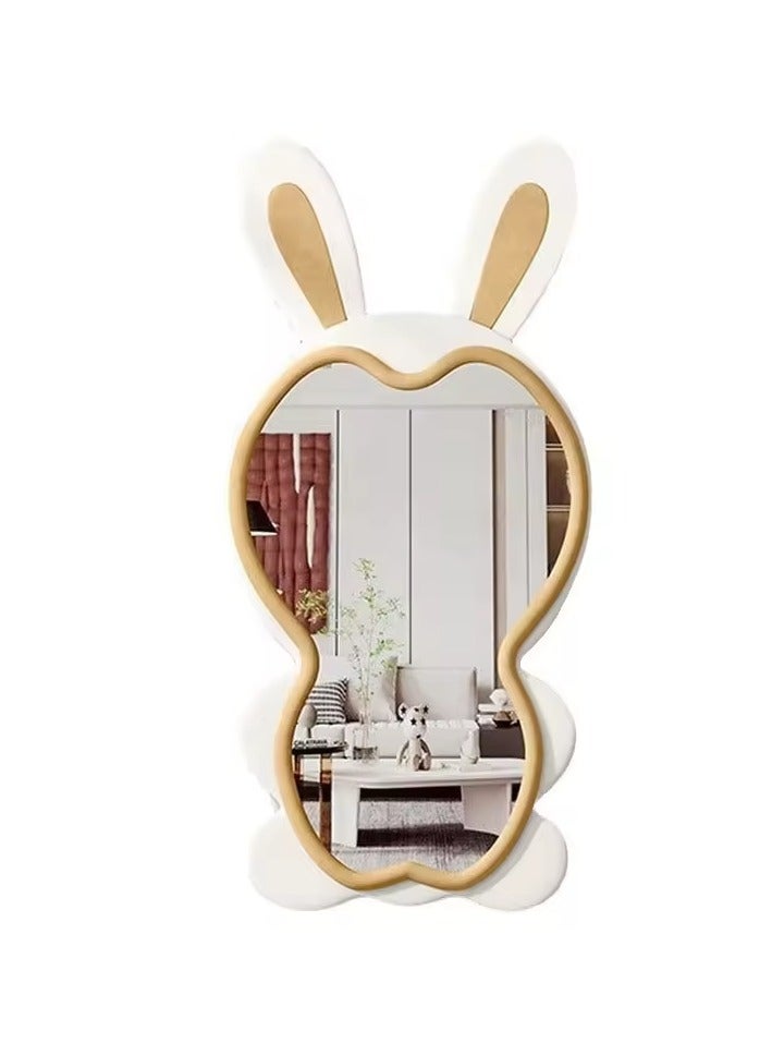 Luxury Cute Rabbit Shape Flannel Frame Large Body Mirror Full Length Floor Mirror For Home