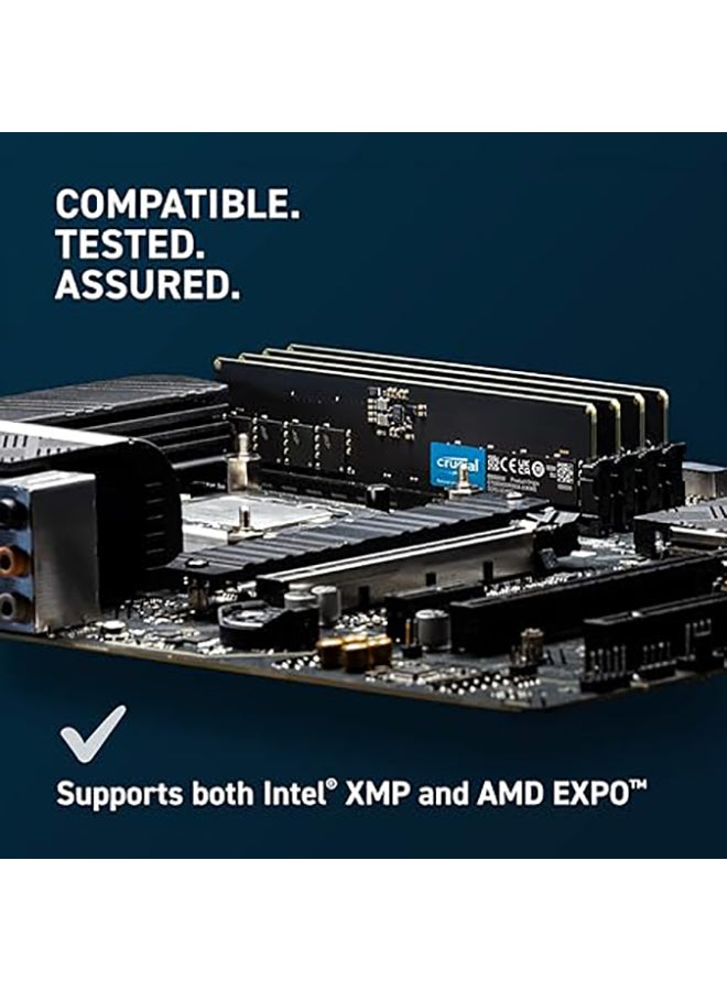 16GB UDIMM DDR5-5600 Desktop Memory PC5-44800, CL46, 1.1V, Unbuffered, High-Speed, Energy-Efficient, Optimized for Gaming & Multitasking, Single Module | CT16G56C46U5 Black