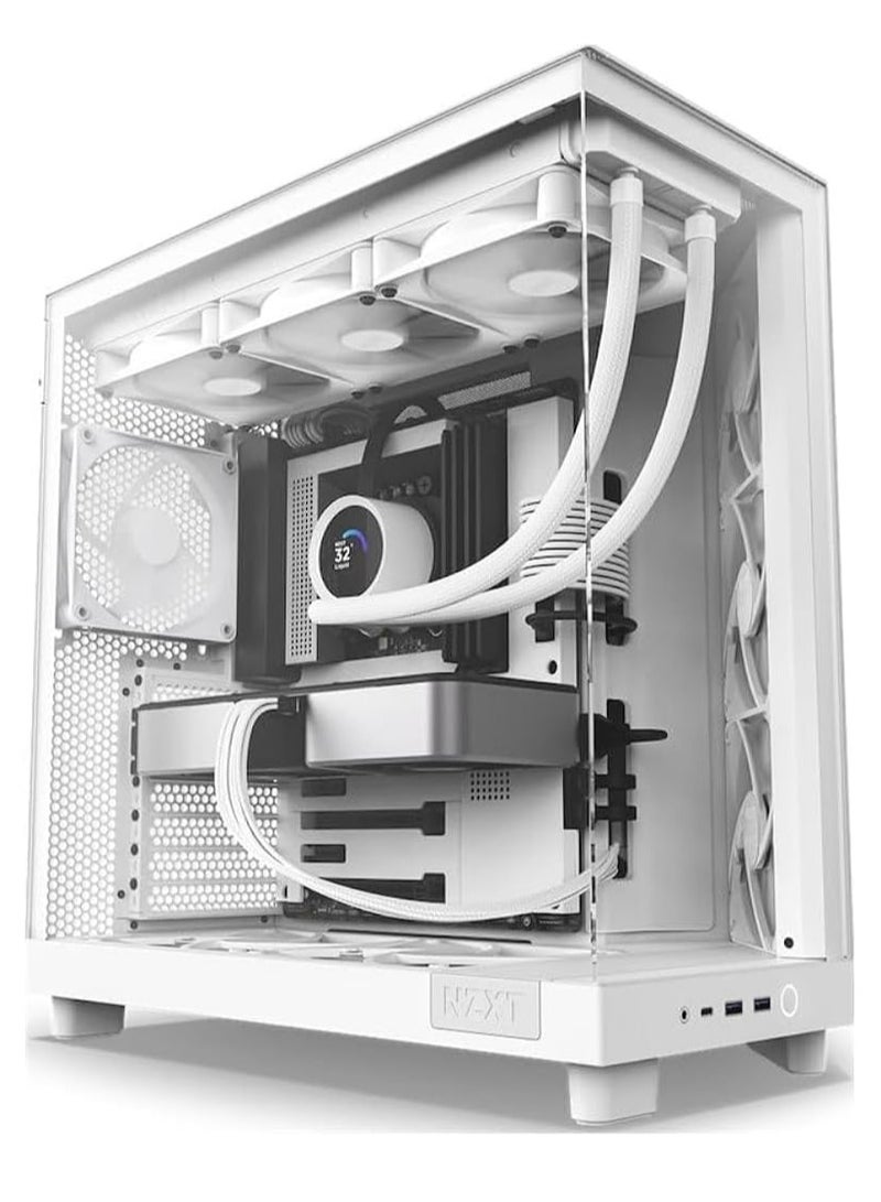 NZXT H6 Flow Compact Dual-Chamber Mid-Tower Airflow Case - White | CC-H61FW-01