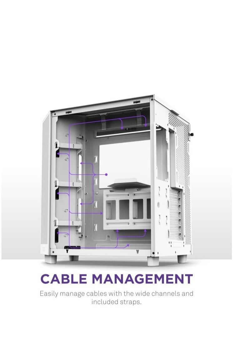 NZXT H6 Flow Compact Dual-Chamber Mid-Tower Airflow Case - White | CC-H61FW-01