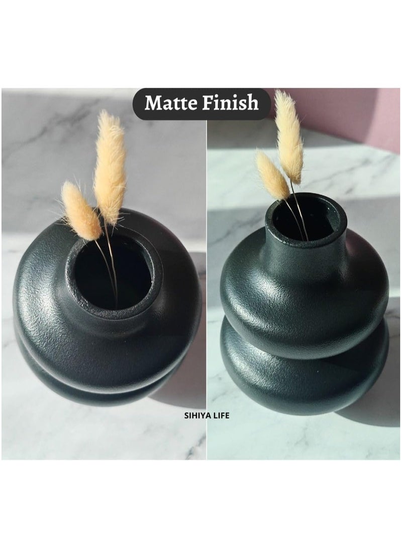 Wave Design Ceramic Vase - Small, Style 1, Black Modern Pampas Flower Vase, Minimalist Nordic Ins Style Vase for Home Decor, Wedding, Dinners, Party, Events, Office & Gifting