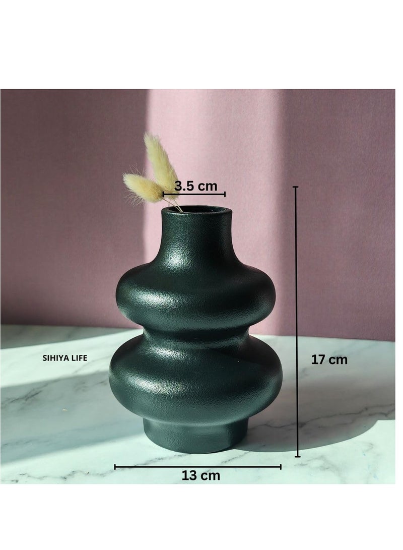 Wave Design Ceramic Vase - Small, Style 1, Black Modern Pampas Flower Vase, Minimalist Nordic Ins Style Vase for Home Decor, Wedding, Dinners, Party, Events, Office & Gifting