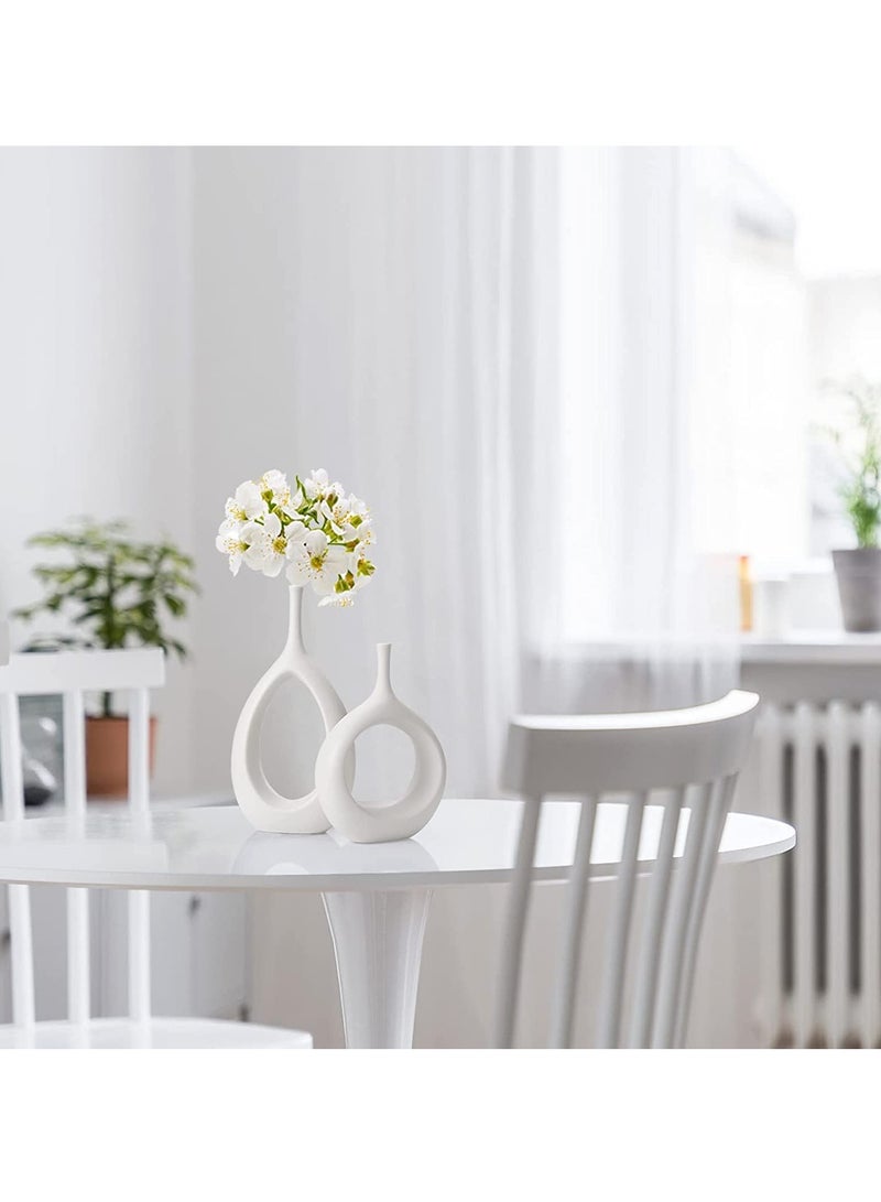 Ceramic White Long Neck Q Vase - Big | Nordic, Boho, Modern Minimalist Design Flower Vase for Elegant Home Décor | Living Room Centerpiece | for Flower Arrangements, Gifting