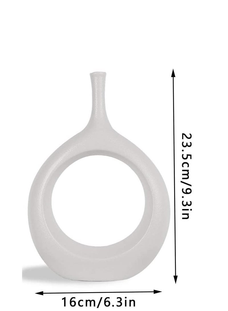 Ceramic White Long Neck Q Vase - Big | Nordic, Boho, Modern Minimalist Design Flower Vase for Elegant Home Décor | Living Room Centerpiece | for Flower Arrangements, Gifting