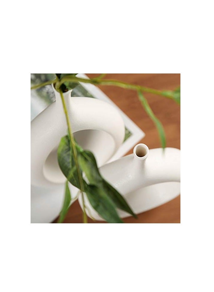 Ceramic White Long Neck Q Vase - Big | Nordic, Boho, Modern Minimalist Design Flower Vase for Elegant Home Décor | Living Room Centerpiece | for Flower Arrangements, Gifting