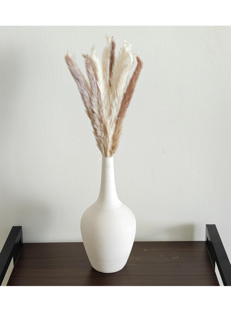 Tall Neck Warm White Vase for Real & Dried Flower Decor - Large | Minimalist Vases for Home Decor, Events, Lobby, Tables, Events | Gifting