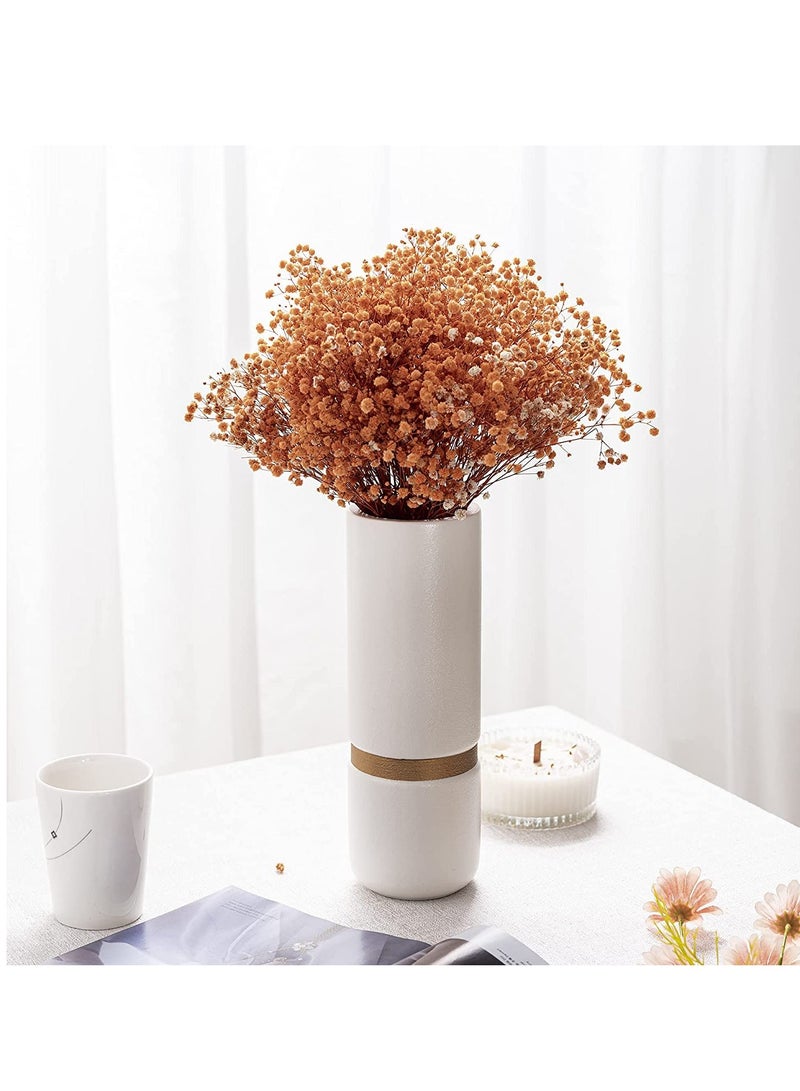 White Tube vase with a gold midline - Set | for flower arrangements, decor, events, gifting | with 20 pcs of white vase fillers