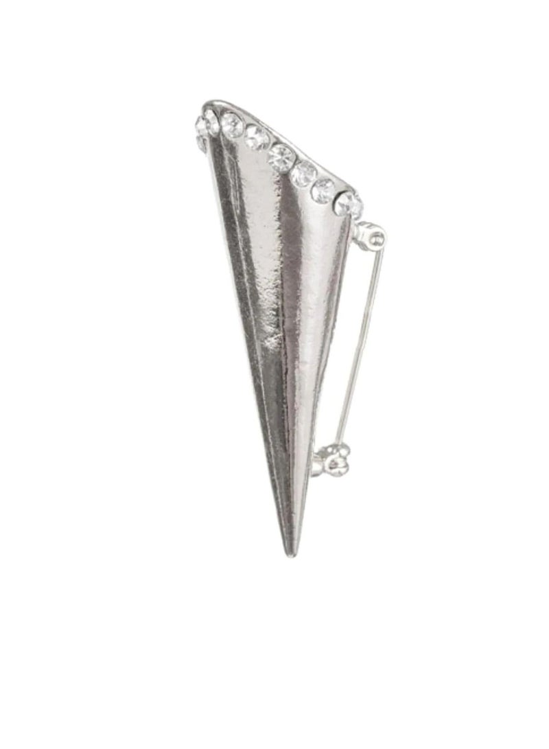 Boutonniere Holder: Silver Metal Lapel Pin Vase w/Rhinestone Trim