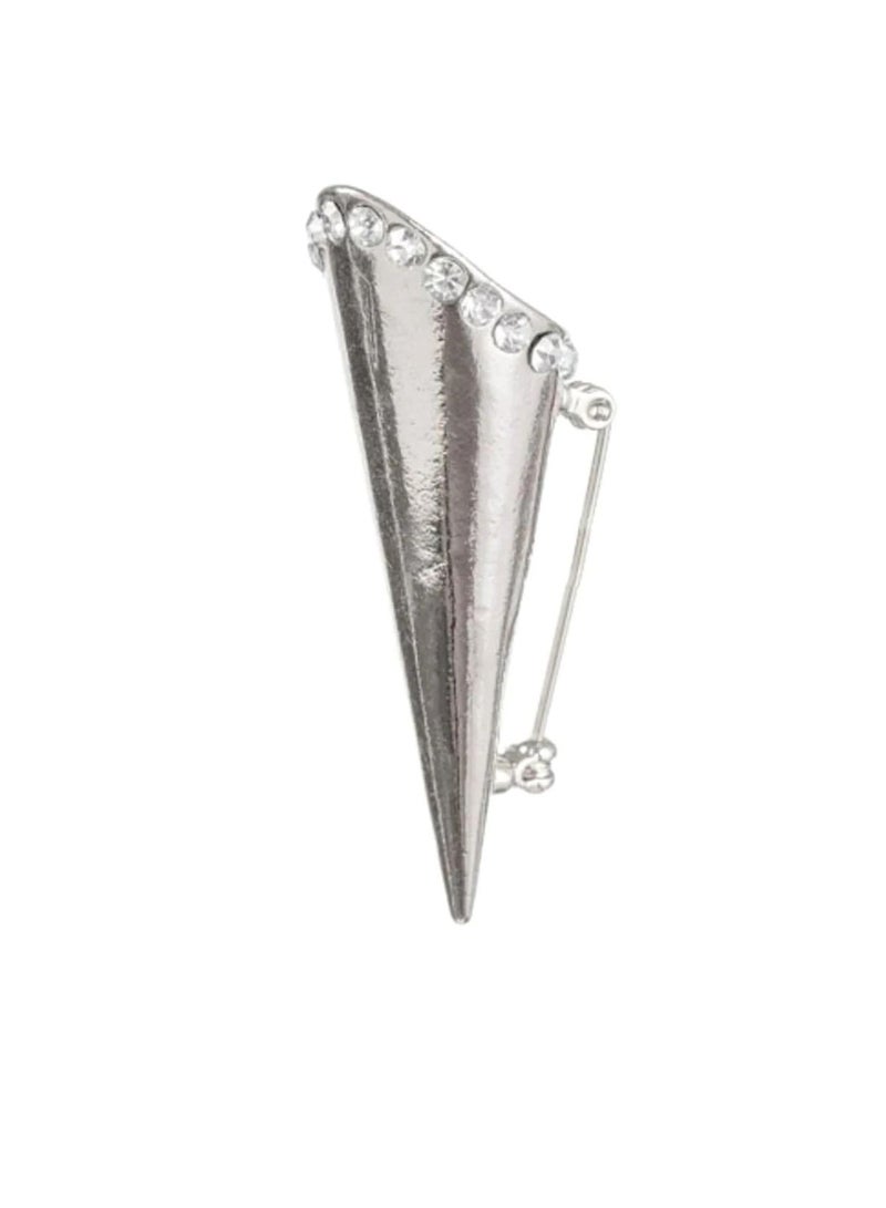 Boutonniere Holder: Silver Metal Lapel Pin Vase w/Rhinestone Trim