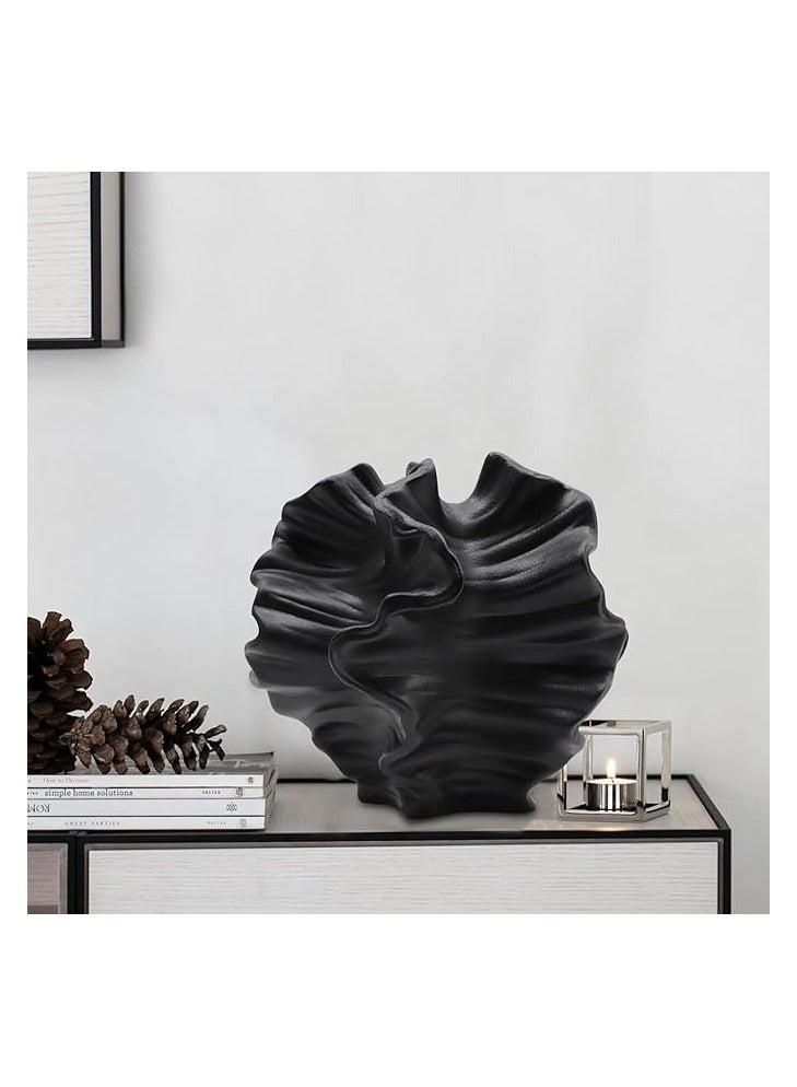 Ceramic Vase for Modern Home Decor, Coffee Table Office Bookshelf Living Room Decor (Black).