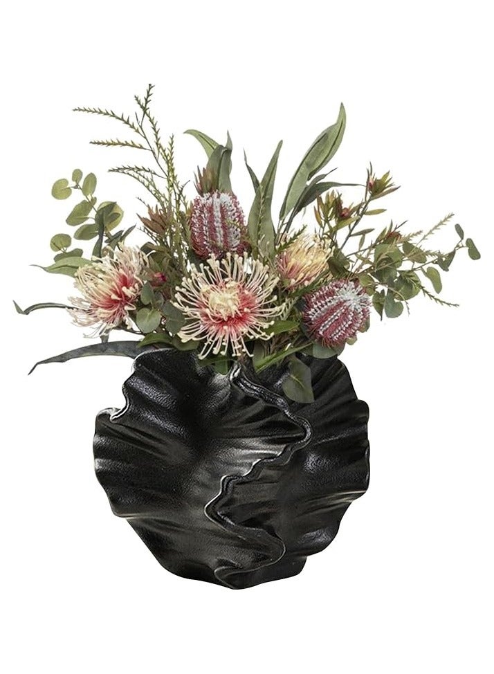 Ceramic Vase for Modern Home Decor, Coffee Table Office Bookshelf Living Room Decor (Black).