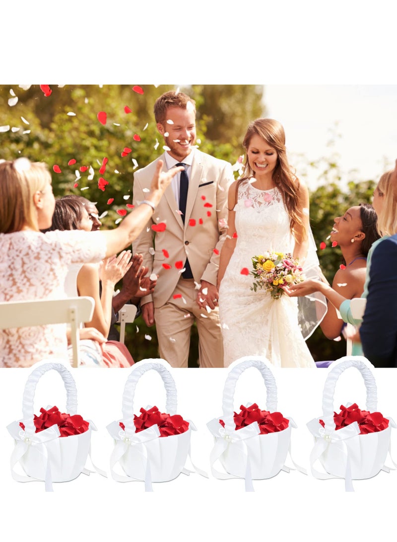White Flower Girl Baskets For Weddings Ivory Basket Wedding Banquet Party Supplies 4 Pack