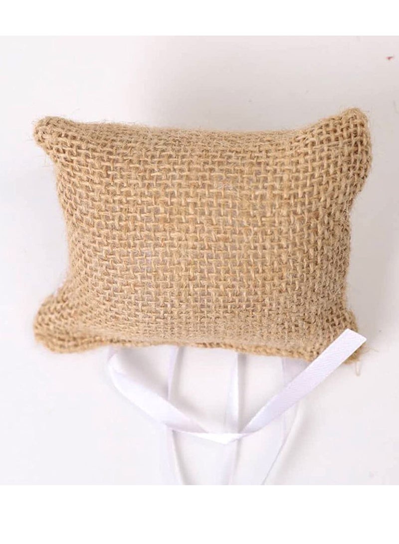Romantic Lace Wedding Ring Pillow and Flower Basket Set Flower Girl Baskets Witness Love with Soft Jute Material Ring Cushion for Engagement Ceremony Wedding Supply Decoration