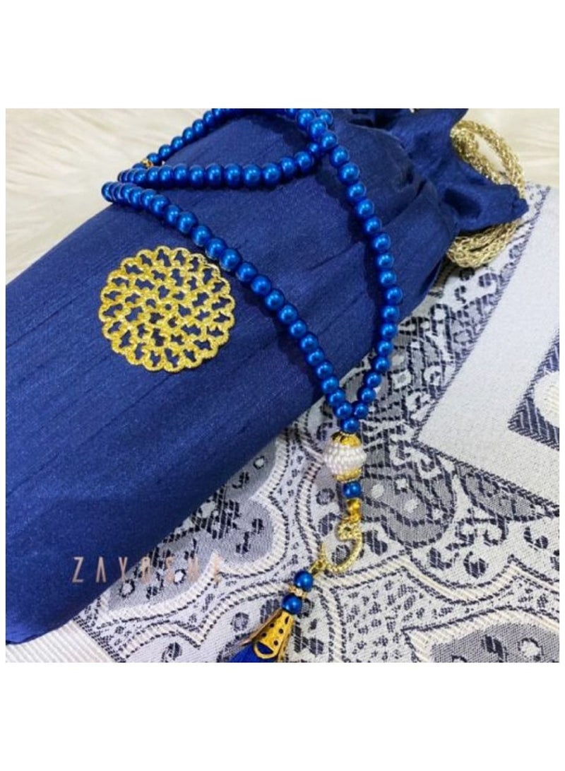 Prayer Rug With Pouch And Matching Tasbeeh – Blue