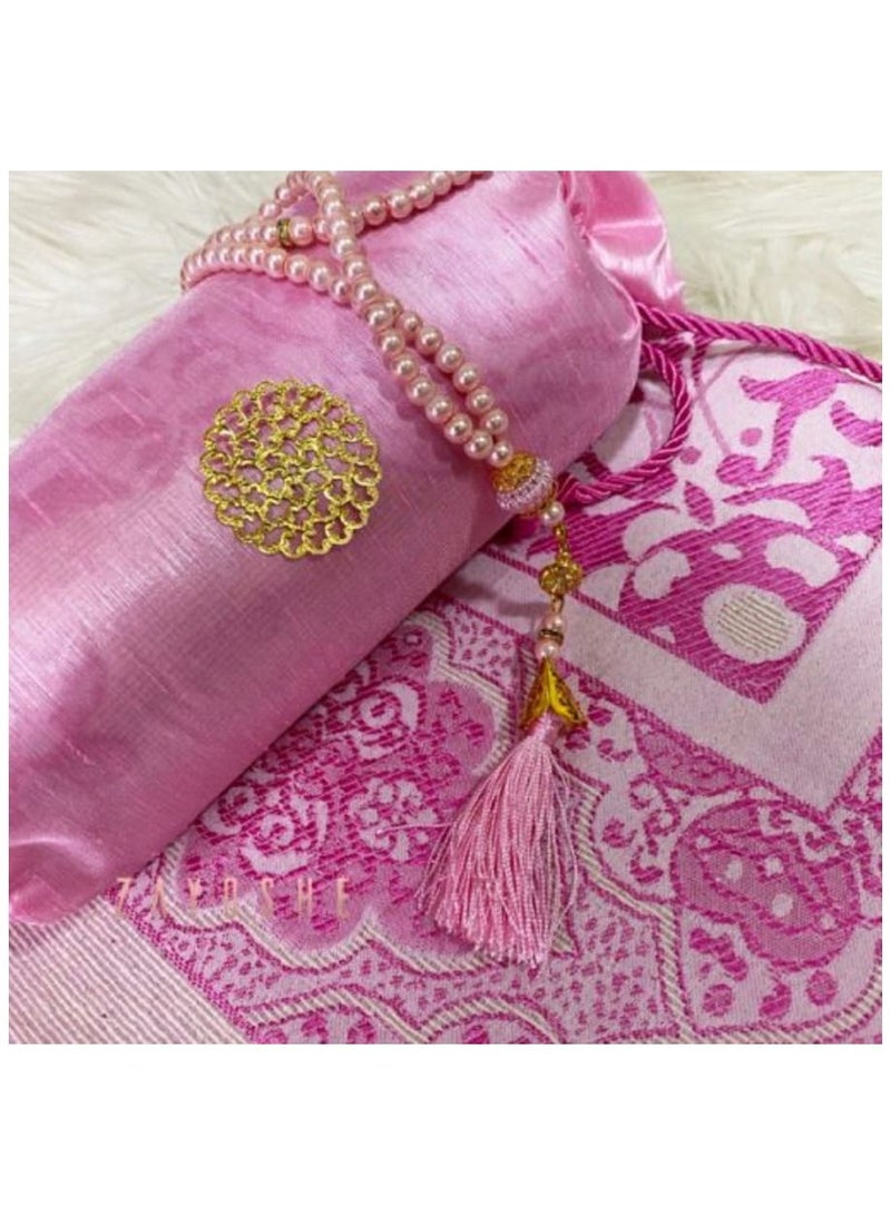 Prayer Rug With Pouch And Matching Tasbeeh – Pink