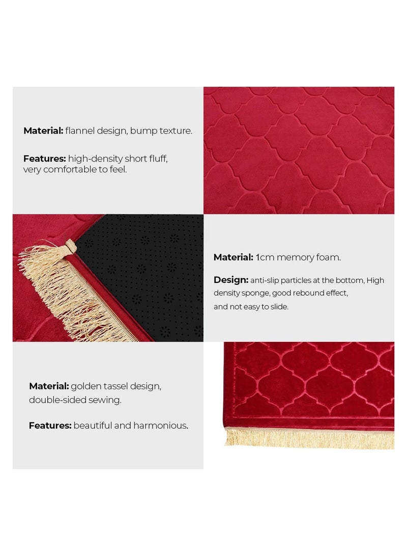 Pack of 4 Prayer Mats 70x110cm Anti-Slip Velvet Top Islamic Prayer Rug New Dome Design Thick Padded Sajadah Prayer Mat for Kids Men Women Eid Gift Ramadan Prayer Mat Multicolor