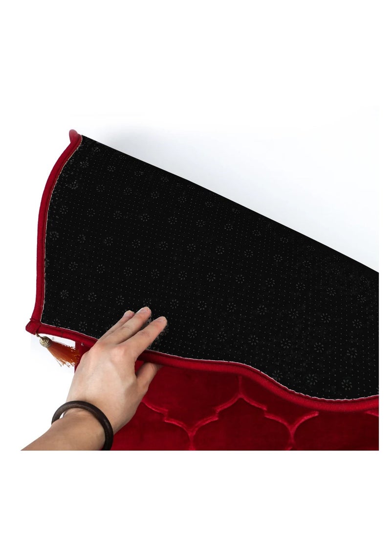 Pack of 4 Prayer Mats 70x110cm Anti-Slip Velvet Top Islamic Prayer Rug New Dome Design Thick Padded Sajadah Prayer Mat for Kids Men Women Eid Gift Ramadan Prayer Mat Multicolor